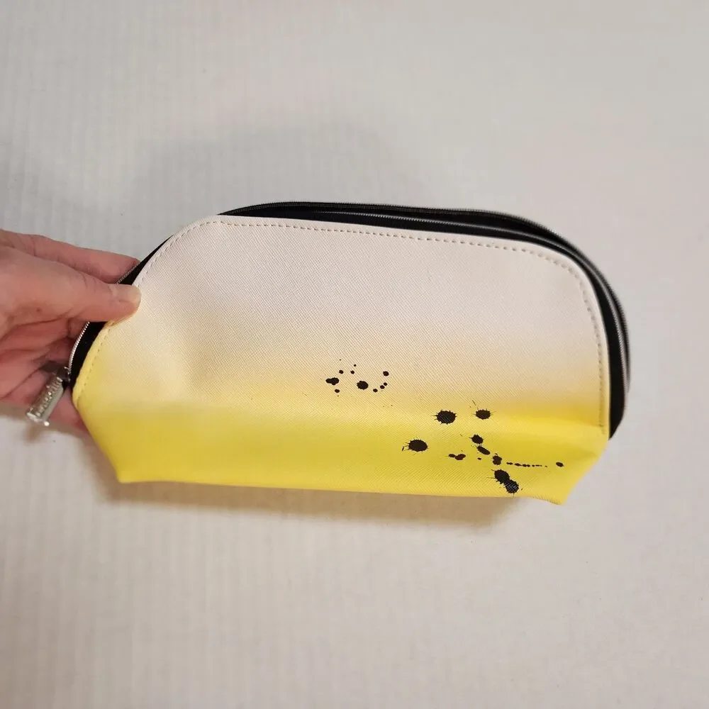 Darphin Paris Yellow Ombre Cosmetic Bag Travel Pouch Parisian Sketch NWOT Read